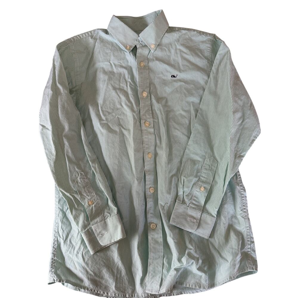 Vineyard Vines green stripe shirt size 12-14